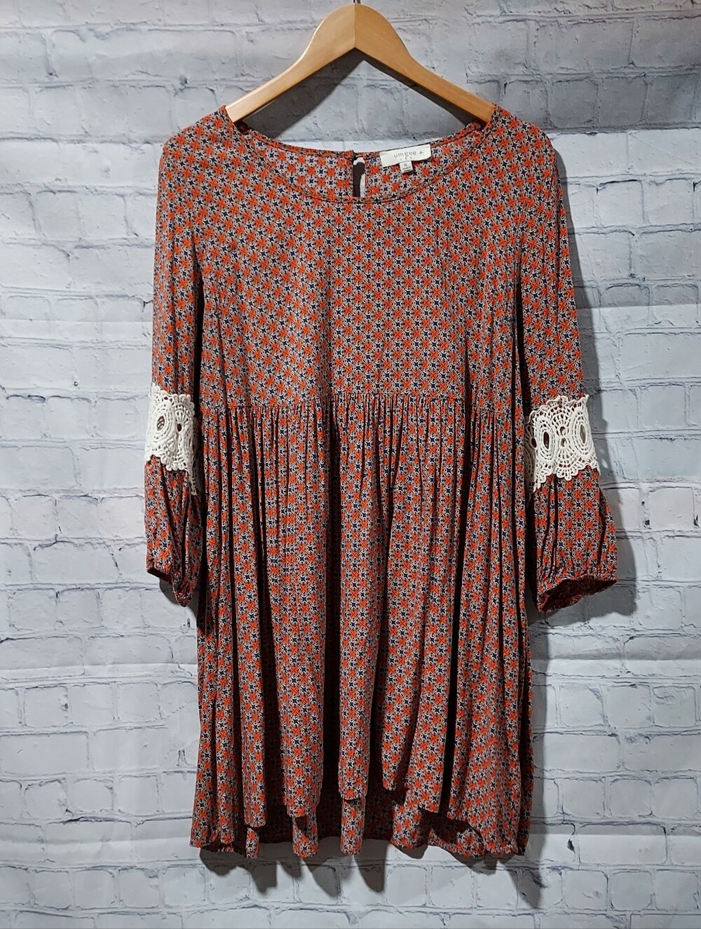 Umgee XL Tunic Top Cottagecore Prairie Crochet Lace Sleeves Boho
